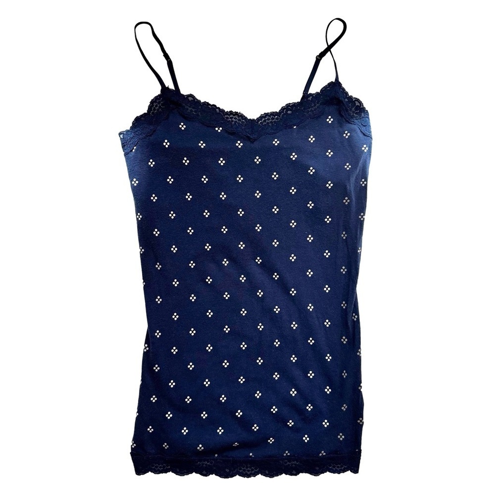 Aeropostale Navy Blue Cami Camisole Size Small Lace Trim Shelf Bra Stretchy NWOT - Picture 3 of 9